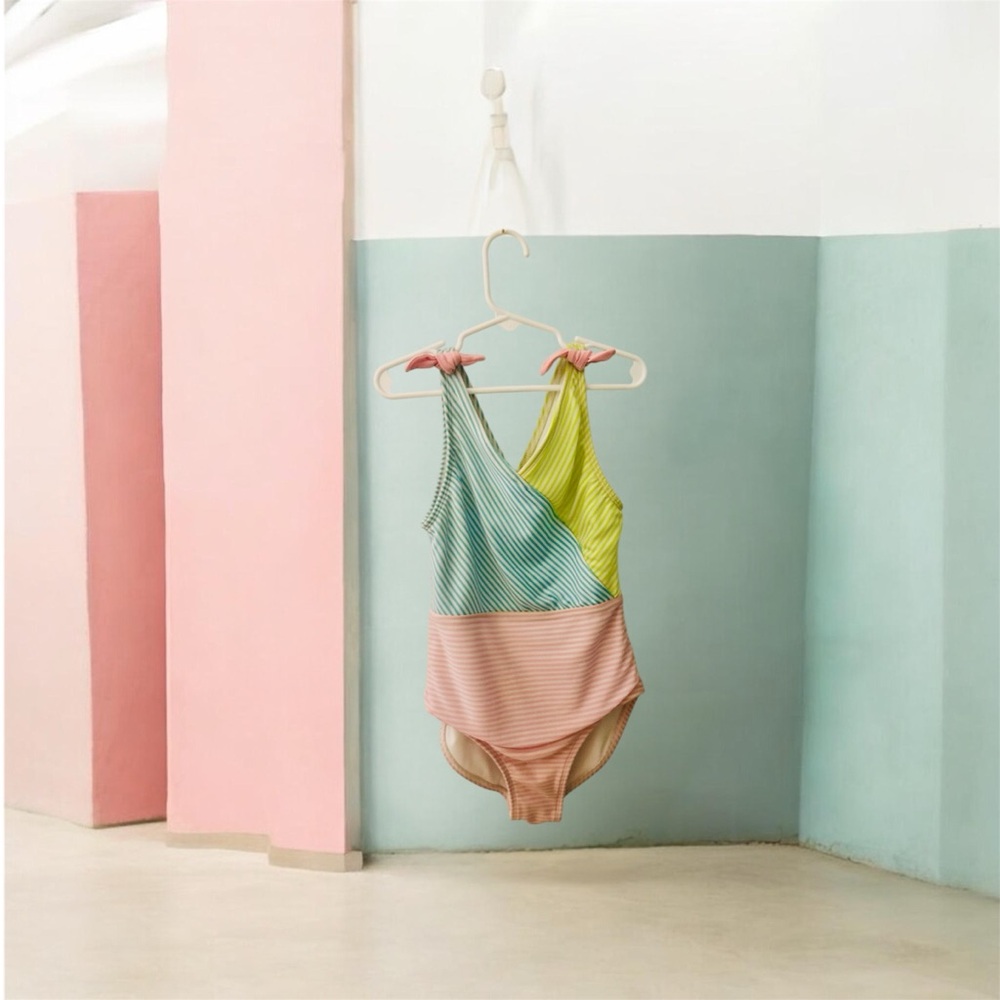 Cat & Jack Colorblock One-Piece Swimsuit in Green, Yellow & Pink